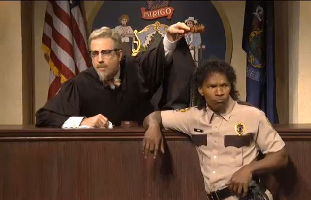 One of the strangest sketches of the season was "Maine Justice." It was a bizarre surprise toward the end of the Jaime Foxx episode, and returned once more with Justin Timberlake. Bobby Moyniham's character sums it up nicely: âHey, what the hell is going on here?â